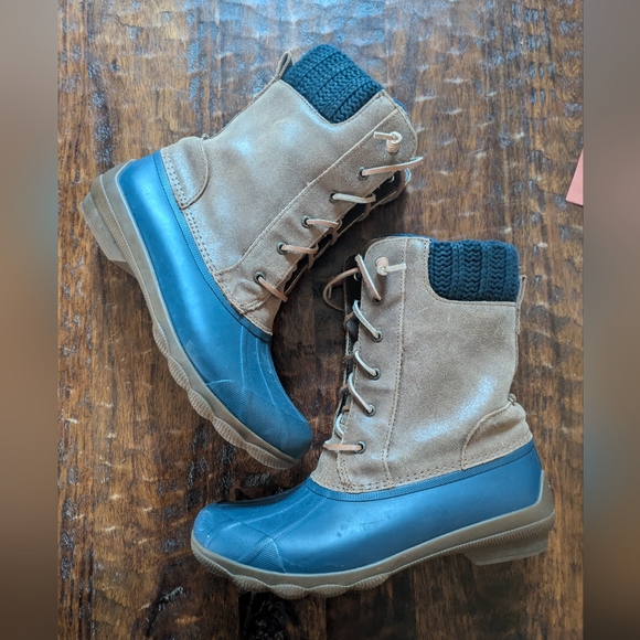 Sperry women's brown/navy cold weather duck boots - Picture 1 of 6